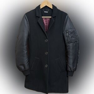 Rare Dr Martens Wool Bomber Coat Jacket Small Black and Maroon